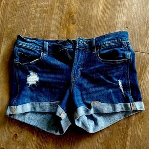 OLD NAVY Brand Blue Jean Shorty Shorts with Distress Spots (Size 2)